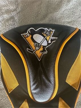 Original Penguin Black and Gold Golf Club Headcover with Penguin Logo